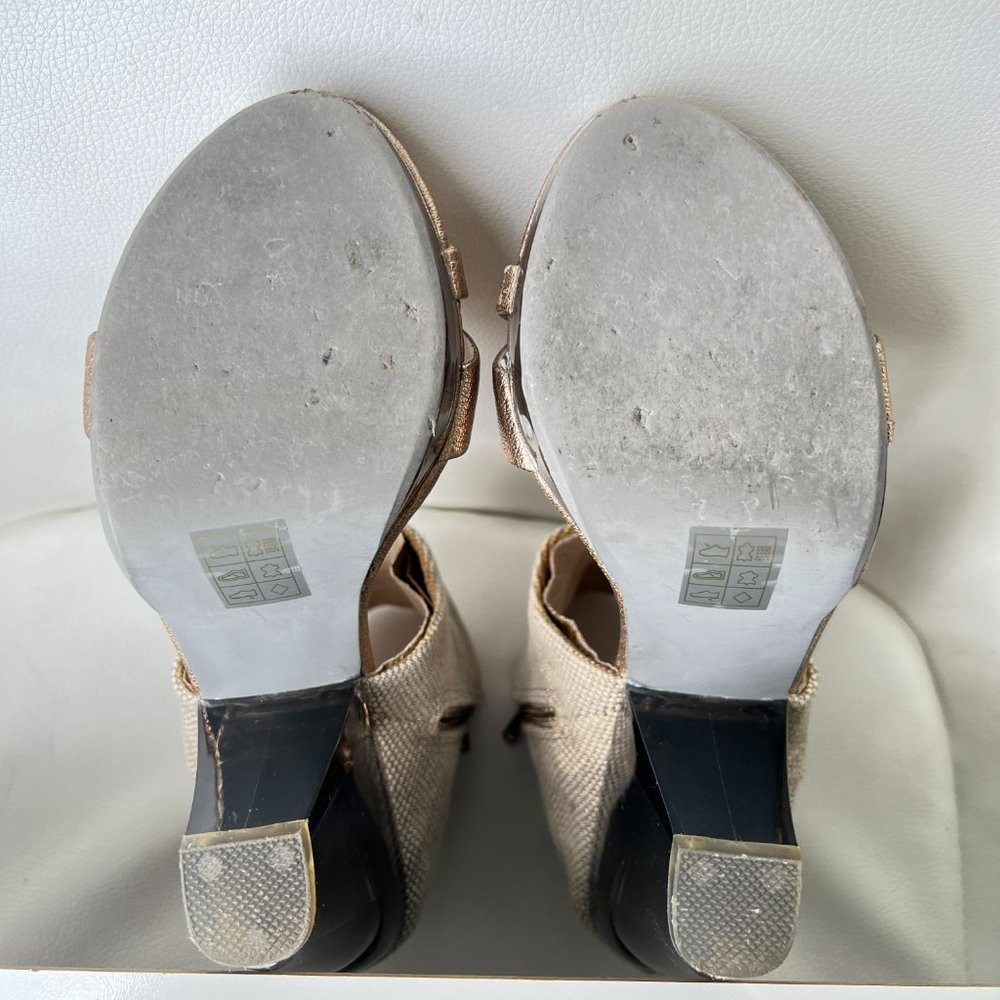 FARYL ROBIN Drea Metallic Clear Heel Platform Ankle Booties - Picture 11 of 12